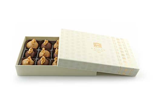 [Pk.Maamoul walnut bite dipped Choc & Caramel Gift Box] Chocolate&Caramel Dipped Maamoul Walnuts Bites Gift Box